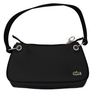 Lacoste Y2K Black Nylon Baguette Shoulder Bag Silver Hardware